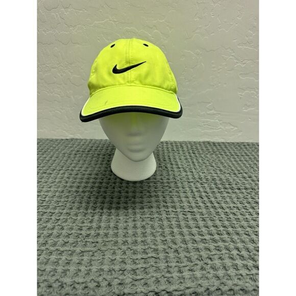 Nike Neon Yellow Black Dri FIT Featherlight Baseball Cap Boys Just Do It Size 4- - Picture 1 of 8